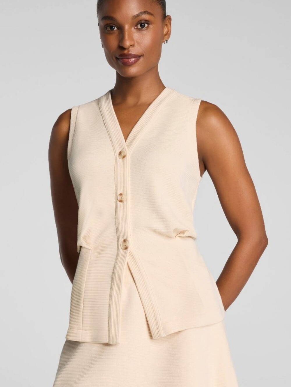 NWT XL SPANX AirEssentials® French RibButton-Down Vest